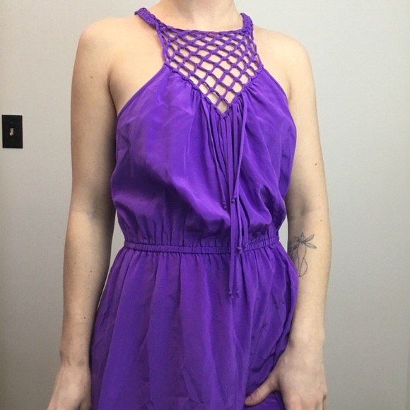Rebecca Taylor Purple High Neck Netted Dress - Picture 8 of 8